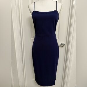 Elegant Navy Blue Spaghetti Strap Dress